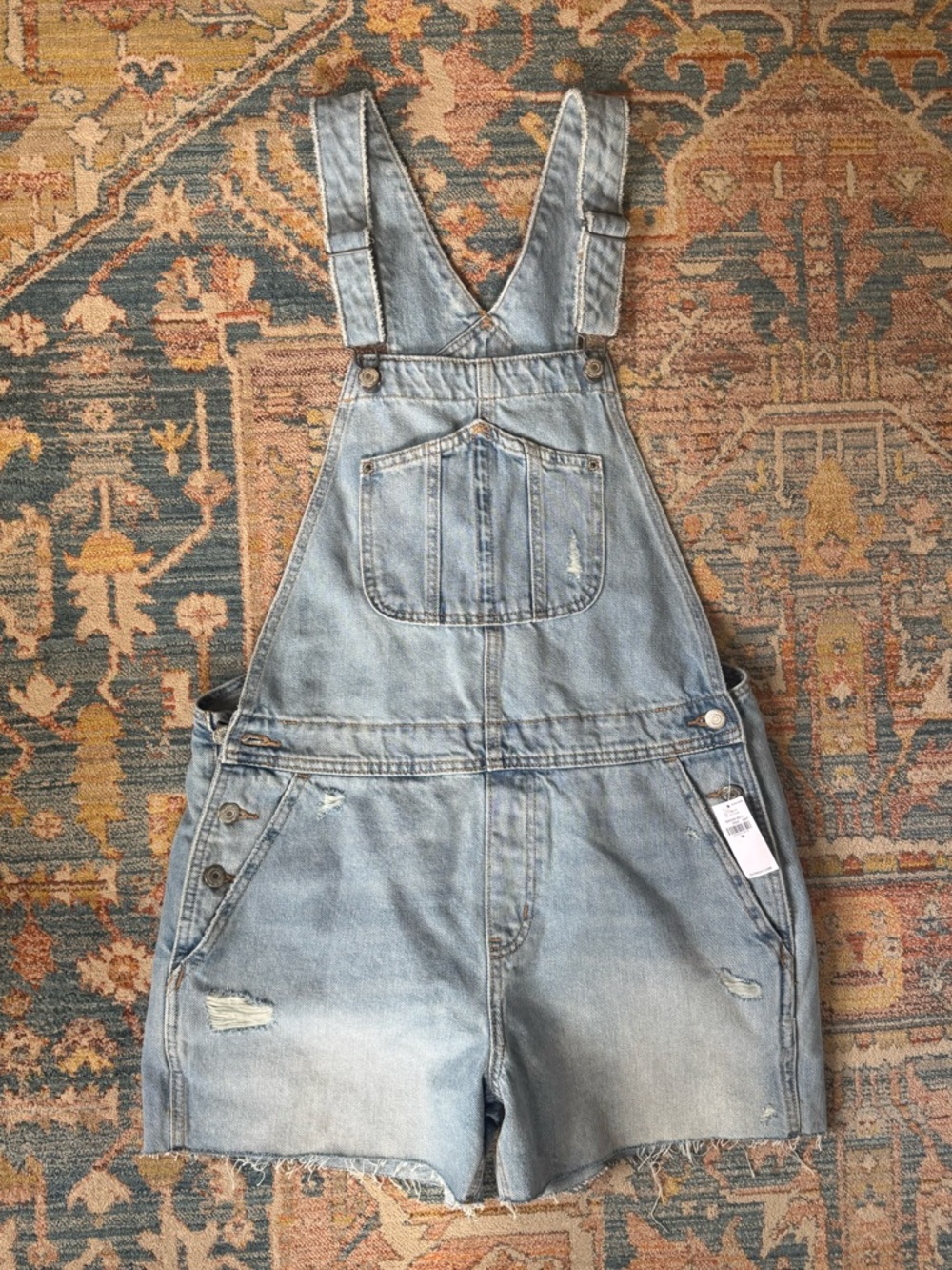 Old Navy Light Wash Denim Short Overalls